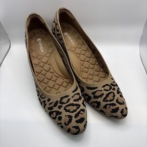 Vivaia Almond-Toe Wedge Pro Tan Brown Leopard Heels Pumps Shoes US 11  EU 43